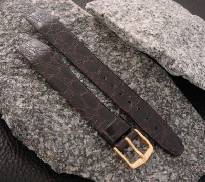 Vintage Hirsch Chocolate  Croco-Grain  16mm Open-ended Watch Strap
