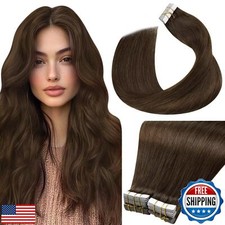 LaaVoo Human Hair Extensions Tape in 14 Inch 80g Seamless Tape in Hair Extens