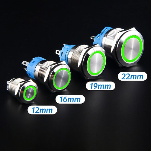 Ø12mm Metall Druckschalter Drucktaster LED Beleuchtet 3V 12V 220V /5A IP66 - Bild 15 von 33