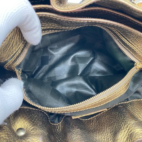 BURBERRY Hobo Hand Bag Drawstring Bag Nova Check Gold Metallic Authentic - Picture 19 of 23