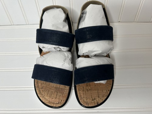 Donald Pliner Hollie Sandals Pebbled Navy Leather Shoes 7.5M NEW - Picture 3 of 7