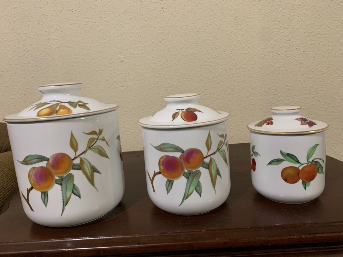 Royal Worcester Evesham Gold Porcelain Covered Canister Set