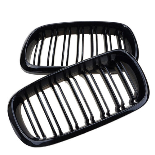 Front Kidney Grilles Grills For 14~18 BMW X5 X6 F15 F16 Glossy Black Dual Slats - Picture 6 of 8