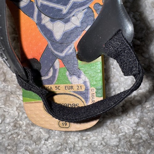 new HAVAIANAS Baby Marvel Spider Flip Flops Thong Sandals 5 C Black Toddler NWT - Picture 4 of 4
