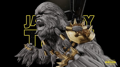 Black Krrsantan 3D Printed Figure, Wookiee Bounty Hunter Statue, Unpainted - Picture 9 of 9