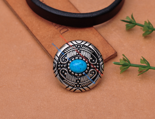 5X Tribal Beauty FEATHER FLOWER TURQUOISE LEATHERCRAFT CONCHO 1-1/8" SCREW BACK - Bild 5 von 10