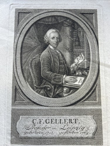 Portrait Christian Fürchtegott Gellert. deutscher dichter. 1769 - Bild 1 von 8