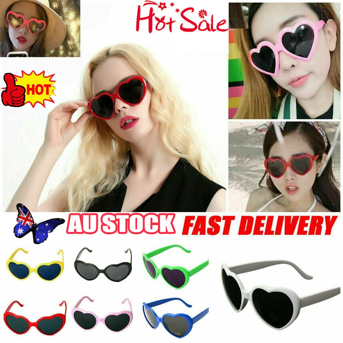 Love Special Effects Heart Shaped Glasses Sunglasses Light Look