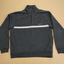 Nautica 1/2 Zip Pullover Adult Medium Gray Embroidered Logo Pockets Zipper Mens