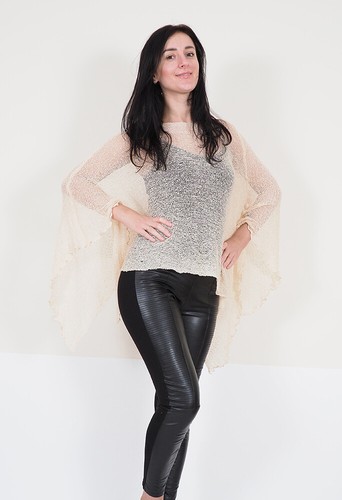 Ladies Poncho One Size Crochet Lace Fish Net Batwing - Picture 23 of 148