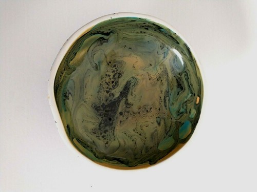 Studio Art Pottery Footed Bowl Tray Handmade Swirled Design Trinket Dish - Picture 2 of 5