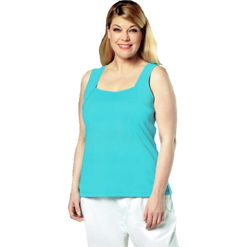 Damen Sommer Trägertop Shirt ärmellos hüftlang Baumwolle Top Übergrößen 46-52 - Bild 2 von 3