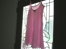 HALSTON Short Gown/Scooped Neckline/Adjustable Straps~