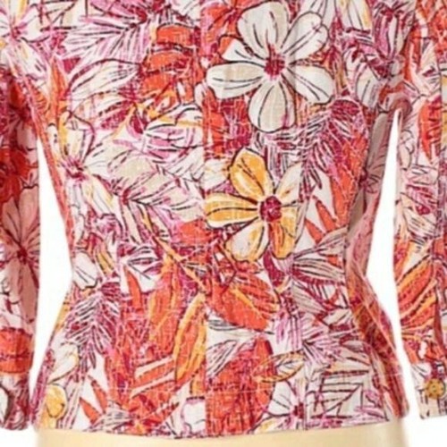 Ruby Rd Blazer Art To Wear Tropical Hawaiian Tribal Collar Crackle Floral Sz 14 - Picture 9 of 12
