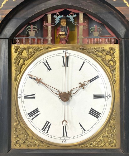 Rare Antique Chinese Bronze Inlaid 8 Day Automaton Figure Ebony Bracket Clock - Picture 5 of 12