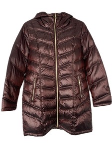 Calvin Klein Women's Hooded Down Puffer, Burgundy Jacket, Quilted Coat, SZ XL | eBay