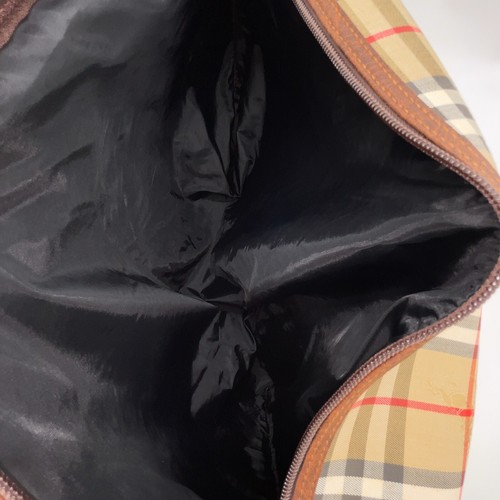 Auth Burberry Nova Check Beige Nylon Canvas x Leather Brown Boston Bag NS060309 - Imagen 16 de 24