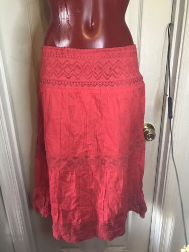 ST JOHNS BAY BAUMWOLLE STUFENROCK BOHO HIPPIE - KORALLE - GRÖSSE SMALL S
