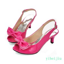 Lady's Women's Mid Kitten Heels Bow Knot Peep Toe Slingbacks Dress Sandals Shoes