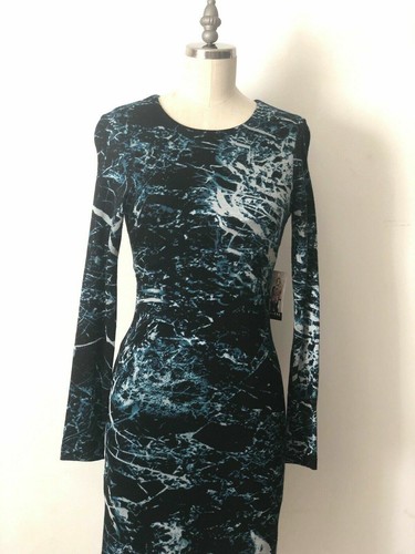 Karen Kane Blue Short Bodycon XS Dress Size 3/4 Sleeve Palmilla zip Crew neck - Picture 11 of 11