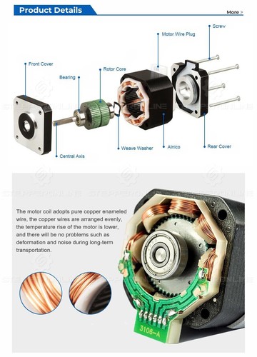 STEPPERONLINE Nema 23 Stepper Motor 2.4Nm(340oz.in)4A 8mm Shaft 57x82mm CNC - Picture 7 of 8
