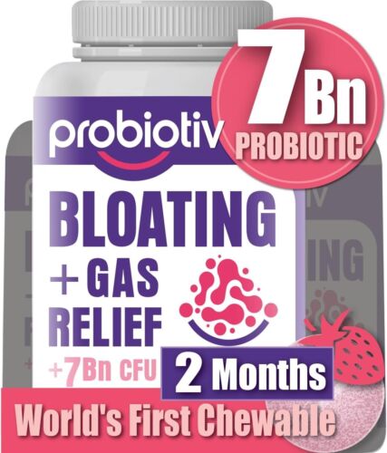 PROBIOTIV CHEWABLE PROBIOTICS FOR DAILY BLOATING W/ 7 BILLION CFU FOR GAS RELIEF