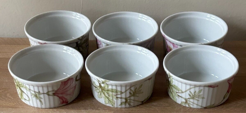 Set of 6 Vintage Pillivuyt Floral Ramekins Pots de Creme - Picture 11 of 11