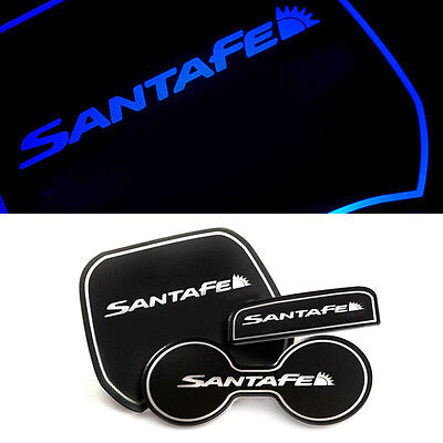 LED Cup Holder Plate DIY Kit Blue 3p For 2013-2015 Hyundai Santa Fe SPORT DM