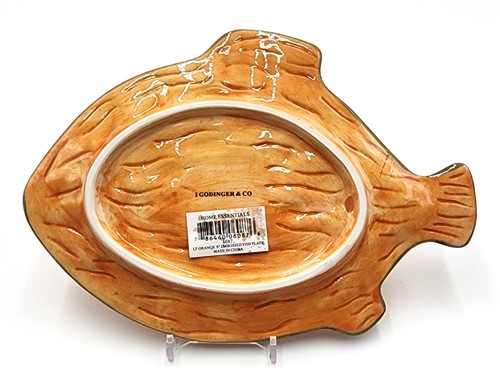I Godinger & Co Home Essentials Ceramic Light Orange 8" Embossed Fish Plate Set - Picture 4 of 6
