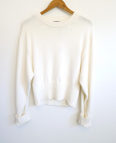 PROENZA SCHOULER Cropped Rib Knit Linen Cotton Crew Sweater SSENSE M NWT $890 - Picture 6 of 18