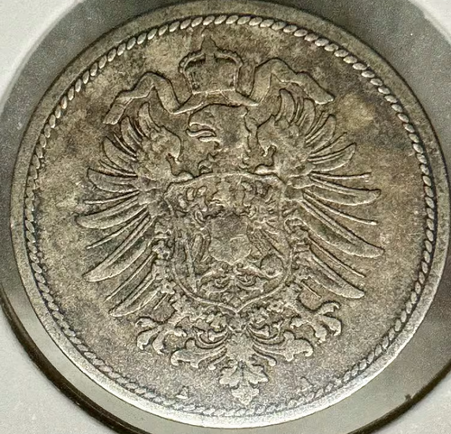 Germany 10 Pfennig 1875 Wilhelm I Type 1 Large Shield Copper-Nickel - Picture 2 of 2