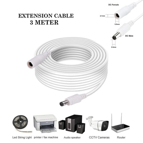 12V DC Extension Cable LED CCTV Camera 5.5mm x 2.1mm Male Female Power Cord - Picture 17 of 19