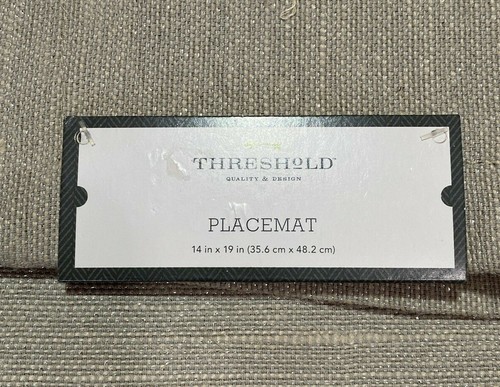 Placemats 14x19 Tan Hemp Woven Silver Lurex Shimmer Rectangle Threshold lot of 2 - Picture 4 of 5