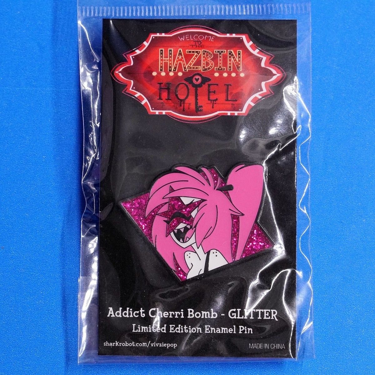 Hazbin Hotel Addict Cherri Bomb GLITTER Enamel Pin 2022