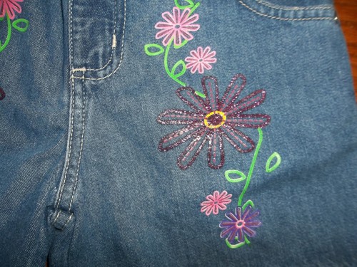 NEW GIRL'S SONOMA JEAN SHORTS W/ FLOWERS & POCKETS SIZE 6X MSP $20.00  - Picture 2 of 6