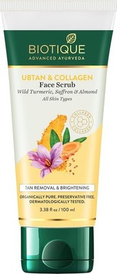 Biotique Ubtan, Collagen Tan Removal Face Scrub Even-Toned and Glowing Skin 100g