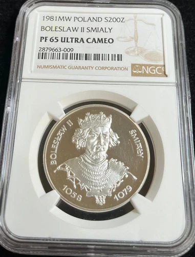 1981 Poland ANNIVERSARY Boleslaw II Smialy Proof Silver 200 Zl Coin NGC PF65UC