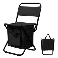 Portable Foldable Fishing Chair with Storage Bag, Lightweight Backrest Stool ...