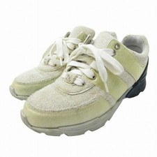 Chanel Tweed Sneakers Coco Mark Hardware White 37 G31711 Approx 24cm IBO69 Used