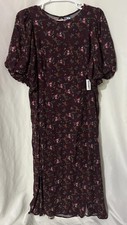 Old Navy Prairie MIDI Dress Plum with pink Florals paisley cottage core sz 4X