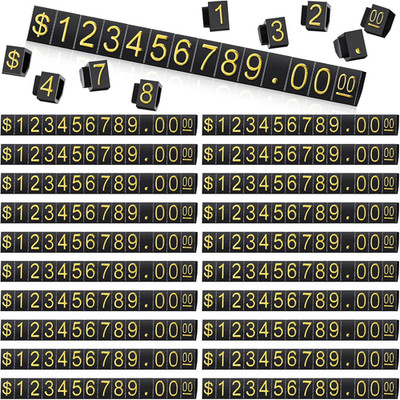 50 Sets Price Display Cube Number Letter Price Tag Cube Blocks Adjustable Dollar
