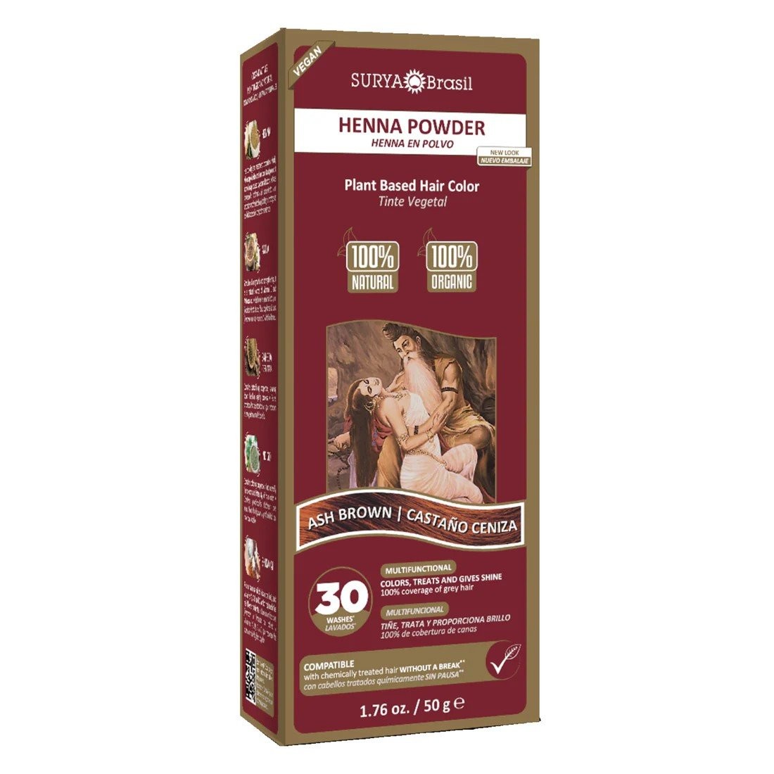 Порошок хны Surya Nature, Inc Пепельно-коричневый, 1,76 унции