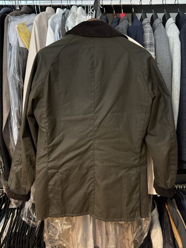 Barbour Ashby Waxed Jacket Olive Green Men's Size Small - Picture 2 of 3