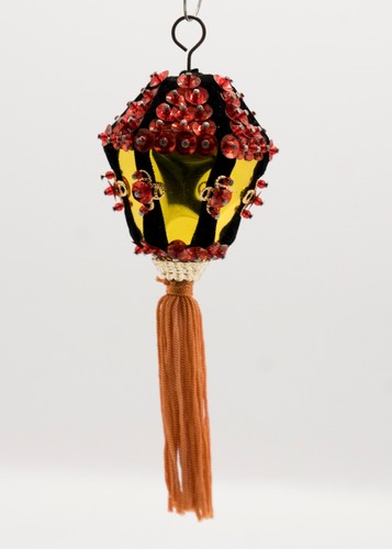 4 Vintage Laterne Säule Stecknadel ausgefallen Weihnachtsschmuck Pailletten Perlen Quasten - Bild 15 von 23