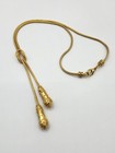 Vintage Artistic Greek Finial Hercules Knot Tassel Gold Plate Necklace — photo 1