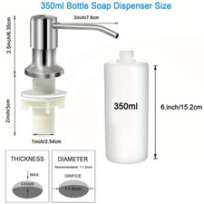 Kitchen Sink Liquid Soap Dispenser Pump Stainless Steel 350ml 500ml Sink Mount
