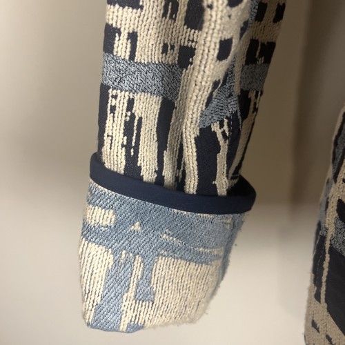 Giacca Winding River reversibile blu geometrica con bottoni - Foto 4 di 9