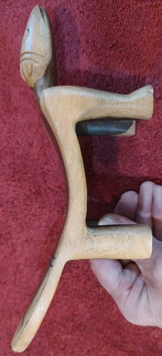 Reposacabezas de madera tallada a mano de colección reposacabezas animal tribal africano ¿perro suricata? - Imagen 9 de 9