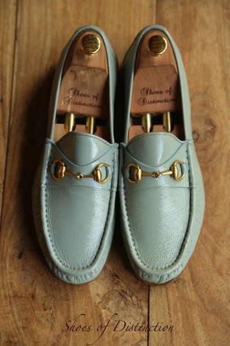 Gucci Blue Patent Leather Brass Bit Shoes Loafers Men's UK 8.5 US 9.5 EU 42.5 - Picture 4 of 11