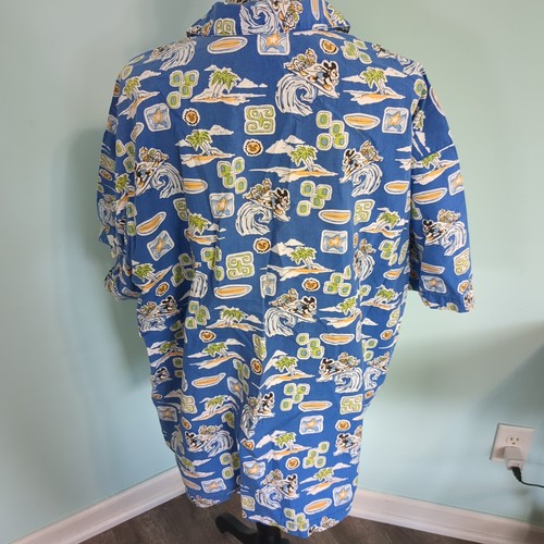 Disney Store Topolino Paperino Surf Camicia Hawaiana Uomo XL Bottoni - Foto 2 di 5